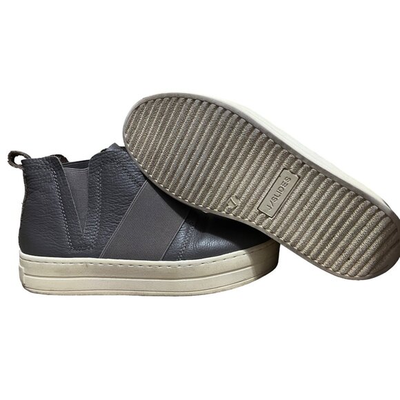 J Slides NYC Ankle Sneakers Gray Leather Sz 7 M Womens Flat - Picture 5 of 15